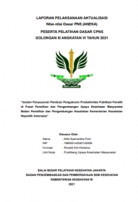 Usulan Penyusunan Panduan Pengukuran Produktivitas Publikasi Peneliti
di Pusat Penelitian dan Pengembangan Upaya Kesehatan Masyarakat Badan Penelitian dan Pengembangan Kesehatan Kementerian Kesehatan Republik Indonesia