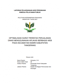 Optimalisasi Surat Perintah Perjalanan Dinas Menggunakan Aplikasi Berbasis WEB Pada Kecamatan  Kemiri Kabupaten Tanggerang