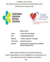 Update Daftar Stabilitas Obat Antibiotik Intravena melalui Media Informasi Di Ruang Rawat Inap RS Jantung Dan Pembuluh Darah Harapan Kita Tahun 2021