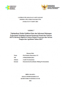 Optimalisasi Media Publikasi Data dan Informasi Dukungan Pemerintah Terhadap Program Korporasi Petani dan Nelayan (KPN) Berbasis Digital di Asisten Deputi Prasarana dan Sarana Pangan dan Agribisnis Tahun 2021