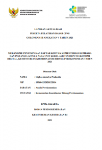 Mekanisme Penyimpanan Daftar Kontak Kementrian/Lembaga dan Instansi Lainnya Pada Unit Kerja Asisten Deputi Ekonomi Digital, Kementrian Koordinator Bidang Perekonomian Tahun 2021