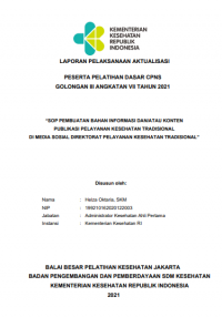 SOP Pembuatan Bahan Informasi Dan/Atau Konten Publikasi Pelayanan Kesehatan Tradisional Di Media Sosial Direktorat Pelayanan Kesehatan Indonesia