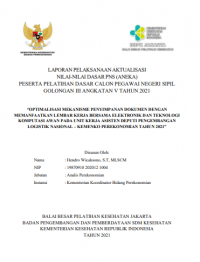 Optimalisasi Mekanisme Penyimpanan Dokumen Dengan Memanfaatkan Lembar Kerja Bersama Elektronik dan Teknologi Komputasi Awan Pada Unit Kerja Asisten Deputi Pengembangan Logistik Nasional-Kemenki Perekonomian Tahun 2021