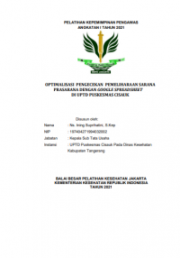 Optimalisasi Pengecekan Pemeliharaan Sarana Prasarana Dengan Google Spreadsheet Di UPTD Puskesmas Cisauk