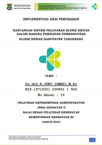 Rancangan Sistem Pelayanan Klinik Hewan Dalam Rangka Persiapan Pembangunan Klinik Hewan Kabupaten Tangerang