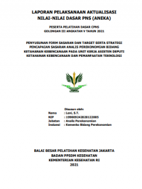 Penyusunan Form Sasaran dan Target Serta Strategi Pencapaian Sasaran Analis Perekonomian Bidang Ketahanan Kebencanaan Pada Unit Kerja Asisten Deputi Ketahanan Kebencanaan dan Pemanfaatan Teknologi