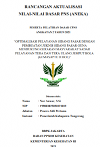 Optimalisasi Pelayanan Sidang Pasar Dengan Pembuatan Juknis Pasar Guna Mendukung Gerakan Masyarakat Sadar Pelayanan Tera Dan Tera Ulang Jemput Bola (GEMASAPTU JEBOL)