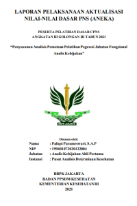 Penyusunan Analisis Pemetaan Pelatihan Pegawai Jabatan Fungsional Analis Kebijakan