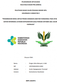 Penambahan Menu untuk Proses Kenaikan Jabatan Fungsional pada Aplikasi Sistem Informasi Layanan Kepegawaian (SILK) Periode Oktober 2021 secara Paperless