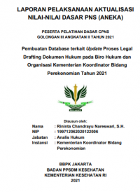 Pembuatan Database Terkait Update Proses Legal Drafting Dokumen Hukum Pada Biro Hukum Dan Organisasi Kementerian Koordinator Bidang Perekonomian Tahun 2021