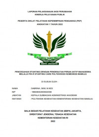 Pencegahan Stunting dengan Pendekatan Peran Aktif Mahasiswa Melalui PIK-R Stunting Care Poltekkes Kemenkes Mamuju