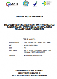 Strategi Penjaminan Keamanan Dan Mutu Atau Kualitas Pangan Olahan Spesifik lokal Berdaya Saing Melalui Pendampingan UMKM
