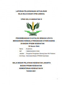 Pengembangan E-Katalog Sebagai Upaya Mencurangi Kendala Pengadaan E-Purchasing di Badan PPSDM Kesehatan