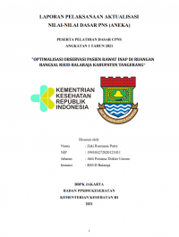 Optimalisa Observasi Pasien Rawat Inap Di Ruangan Bangsal RSUD Balaraja Kabupaten Tanggerang