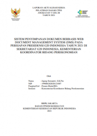 Sistem Penyimpanan Dokumen Berbasis Web Document Management System (DMS) Pada Persiapan Presidensi G20 Indonesia Tahun 2021 di Sekretariat G20 Indonesia, Kementrian Koordinator Bidang Perekonomian