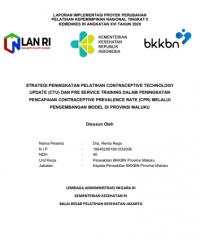 Strategi Peningkatan Pelatihan Contraceptive Technologi Update (CTU) Dan Pre Service Training Dalam Peningkatan Pencapaian Contraceptive Prevalence Rate (CPR) Melalui Pengembangan Model Di Provinsi Maluku