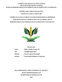 Pembuatan Usulan Draft Standar Operasional Prosedur (SOP) Penyusunan Laporan Keuangan (SKPD) / Dinas Perindustrian Dan Perdagangan Kabupaten Tangerang